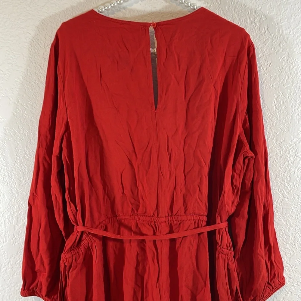 OLD NAVY Black Long Sleeve Embroidered V-neck Romper With Pockets Deep Rose XL - Picture 5 of 9